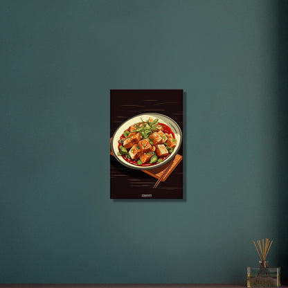 Tofu Schüssel im Comic Stil auf einer Leinwand