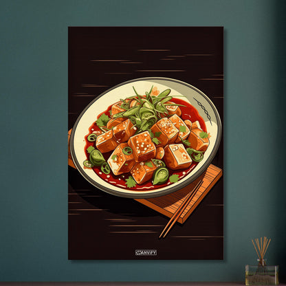 Tofu Schüssel im Comic Stil auf einer Leinwand