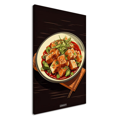 Tofu Schüssel im Comic Stil auf einer Leinwand