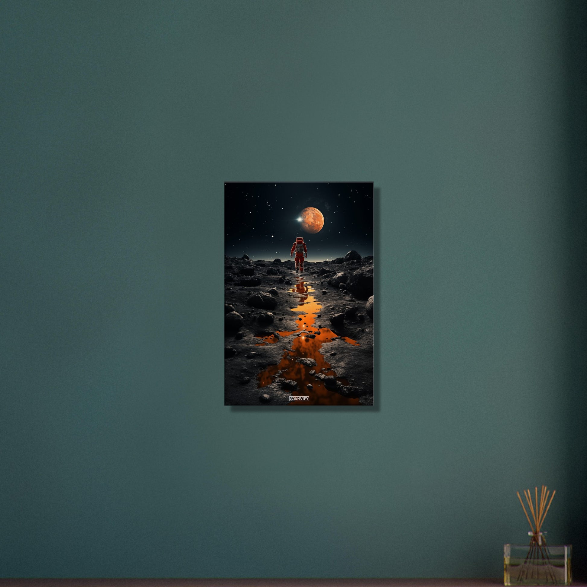 Alexander Gerst erkundet als erster Mensch einen unbekannten neuen Mond in unserer Galaxie auf einer Leinwand