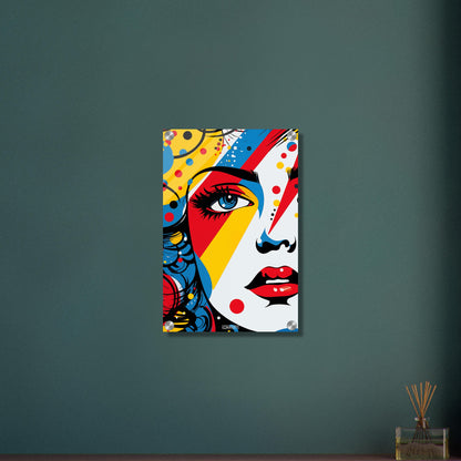 Buntes Frauengesicht im Pop Art Stil auf einem Acrylbild