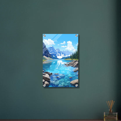 Lake Louise im Banff-Nationalpark malerisch dargestellt auf einem Acrylbild