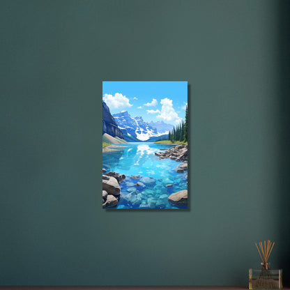 Lake Louise im Banff-Nationalpark malerisch dargestellt auf Aluminium