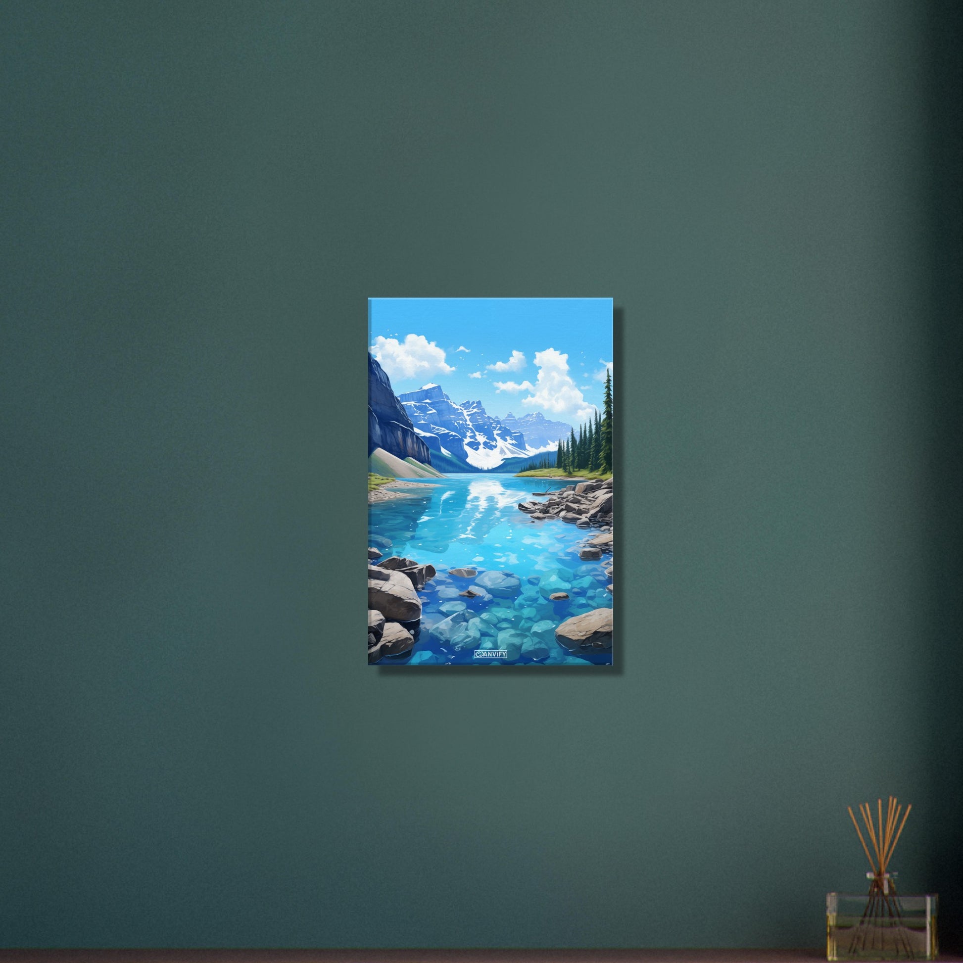 Lake Louise im Banff-Nationalpark malerisch dargestellt auf einer Leinwand