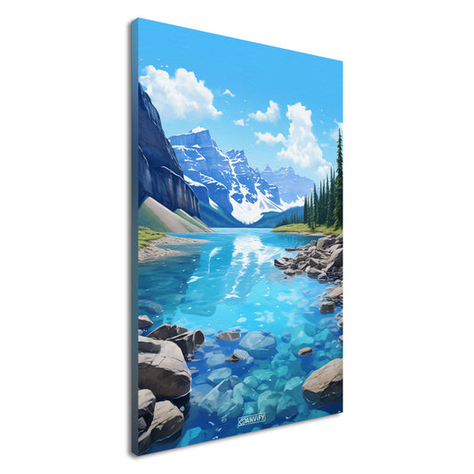Lake Louise im Banff-Nationalpark malerisch dargestellt auf einer Leinwand