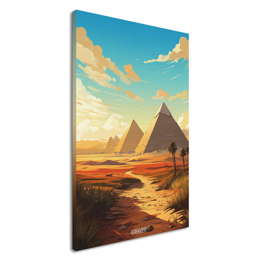 Cheops Pyramide und andere Pyramiden in Ägypten malerisch dargestellt auf einer Leinwand