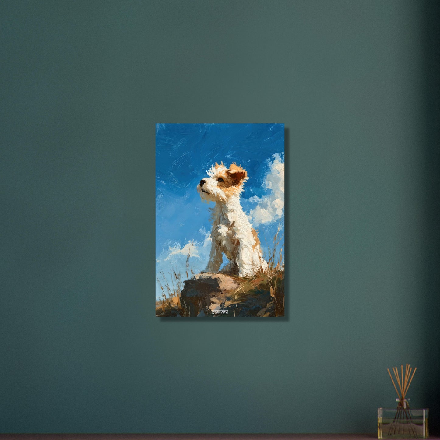 Drahthaar Foxterrier in Acrylfarben auf Aluminium