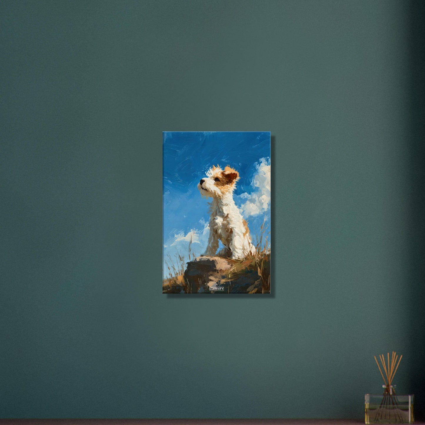 Drahthaar Foxterrier in Acrylfarben auf einer Leinwand