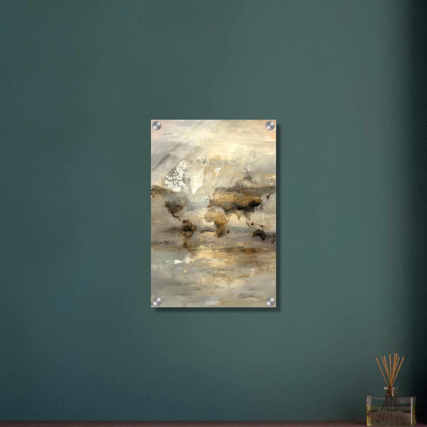 Abstrakte Weltkarte auf einem Acrylbild