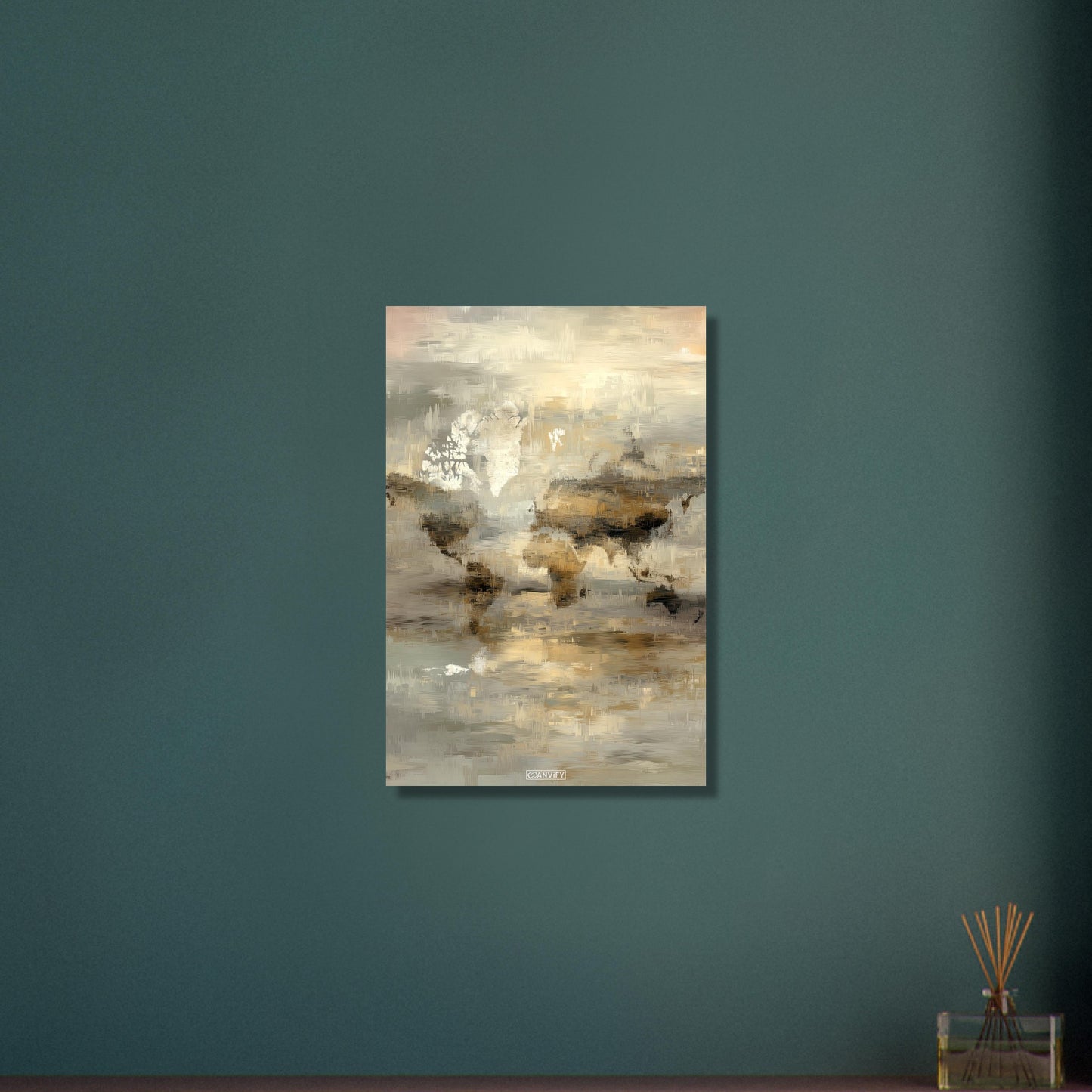 Abstrakte Weltkarte auf Aluminium
