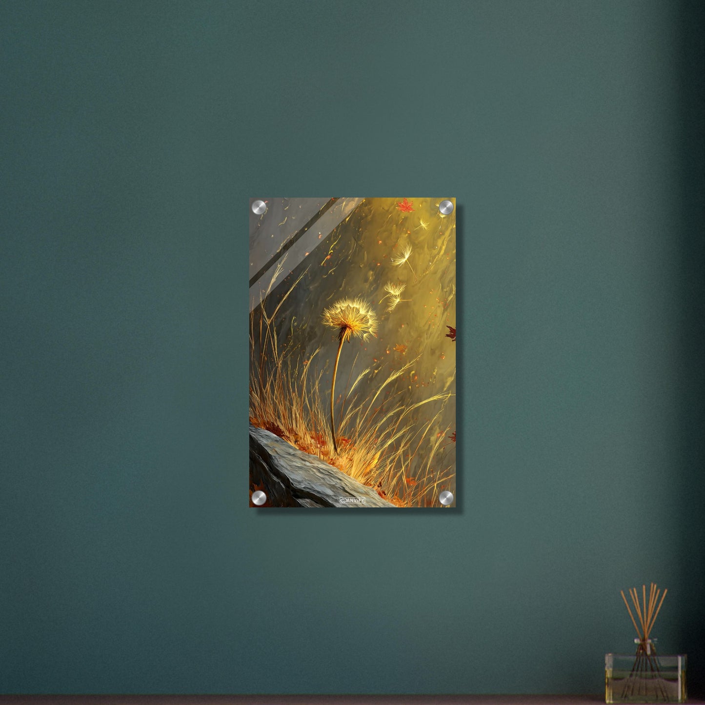 Gelbe Pusteblume auf einem Acrylbild