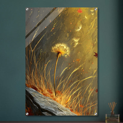 Gelbe Pusteblume auf einem Acrylbild