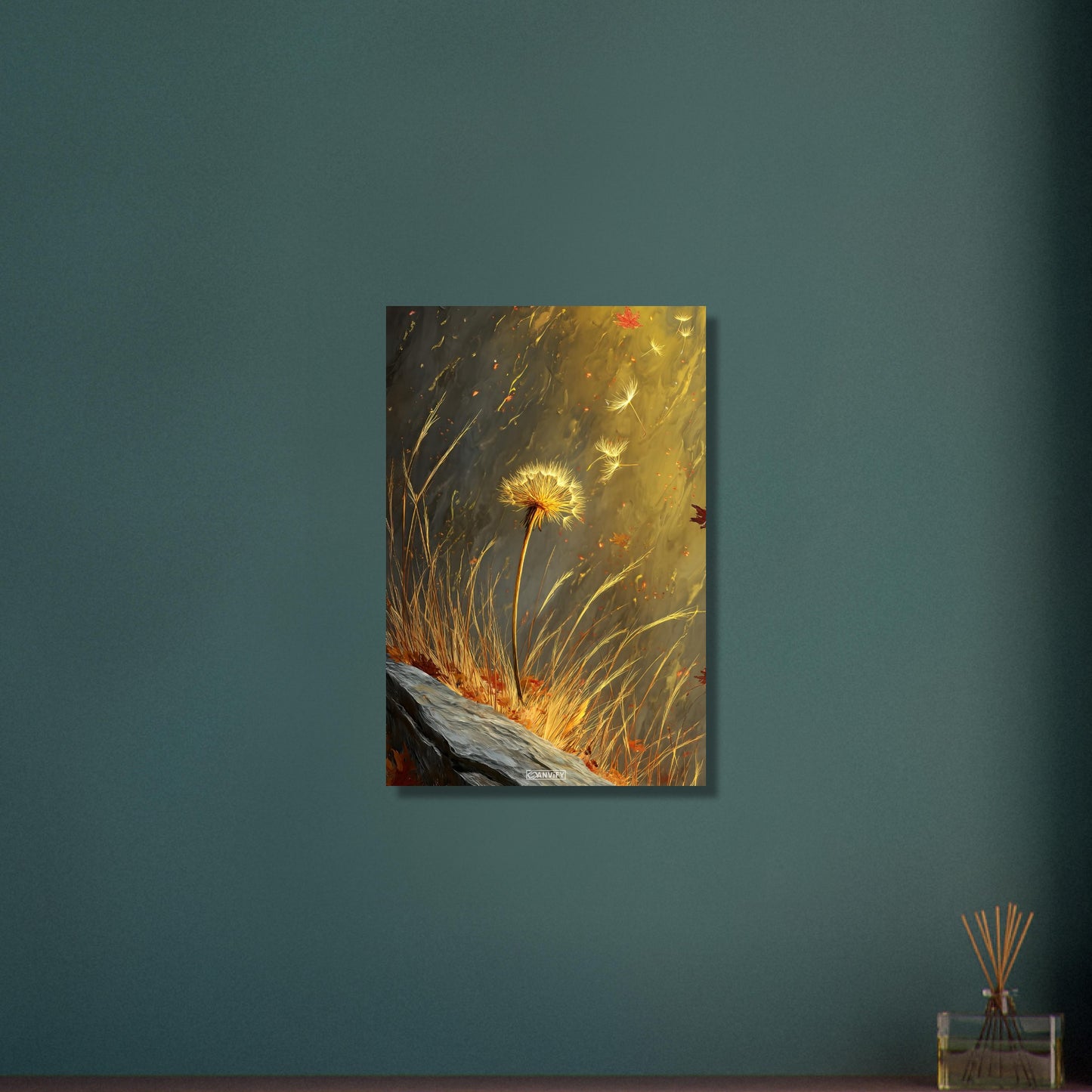 Gelbe Pusteblume auf Aluminium