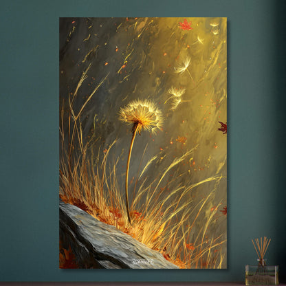 Gelbe Pusteblume auf Aluminium
