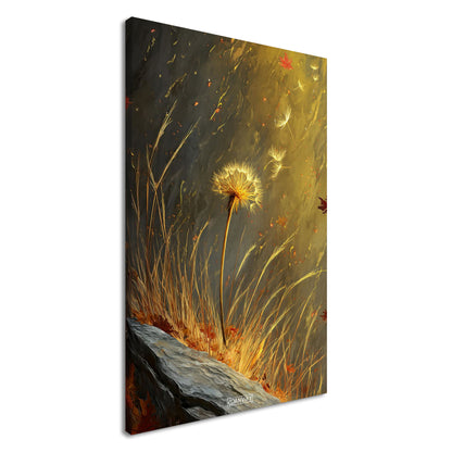 Gelbe Pusteblume auf einer Leinwand